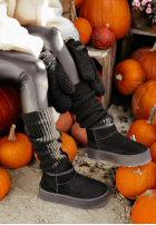 Dzianinowe ocieplacze na nogi Crisp Winter in black