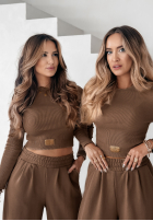Set prążkowana Blouse i Trousers wide leg Don’t Stop in chocolate