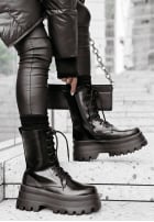 Skórzane Stiefeletten workery Urban Wander Schwarz