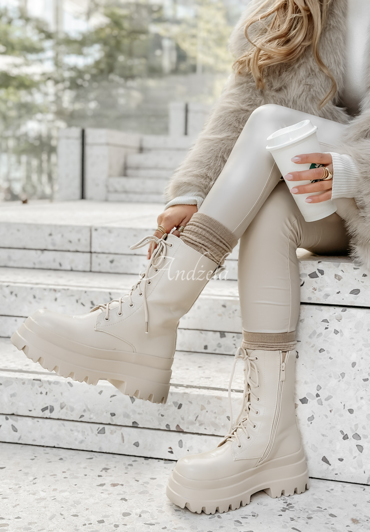 Arbeiterstiefel aus Leder Urban Wander Beige