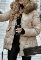 Pikowana Jacke z futerkiem Endless Wintering Beige