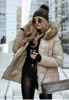 Pikowana Jacke z futerkiem Endless Wintering Beige