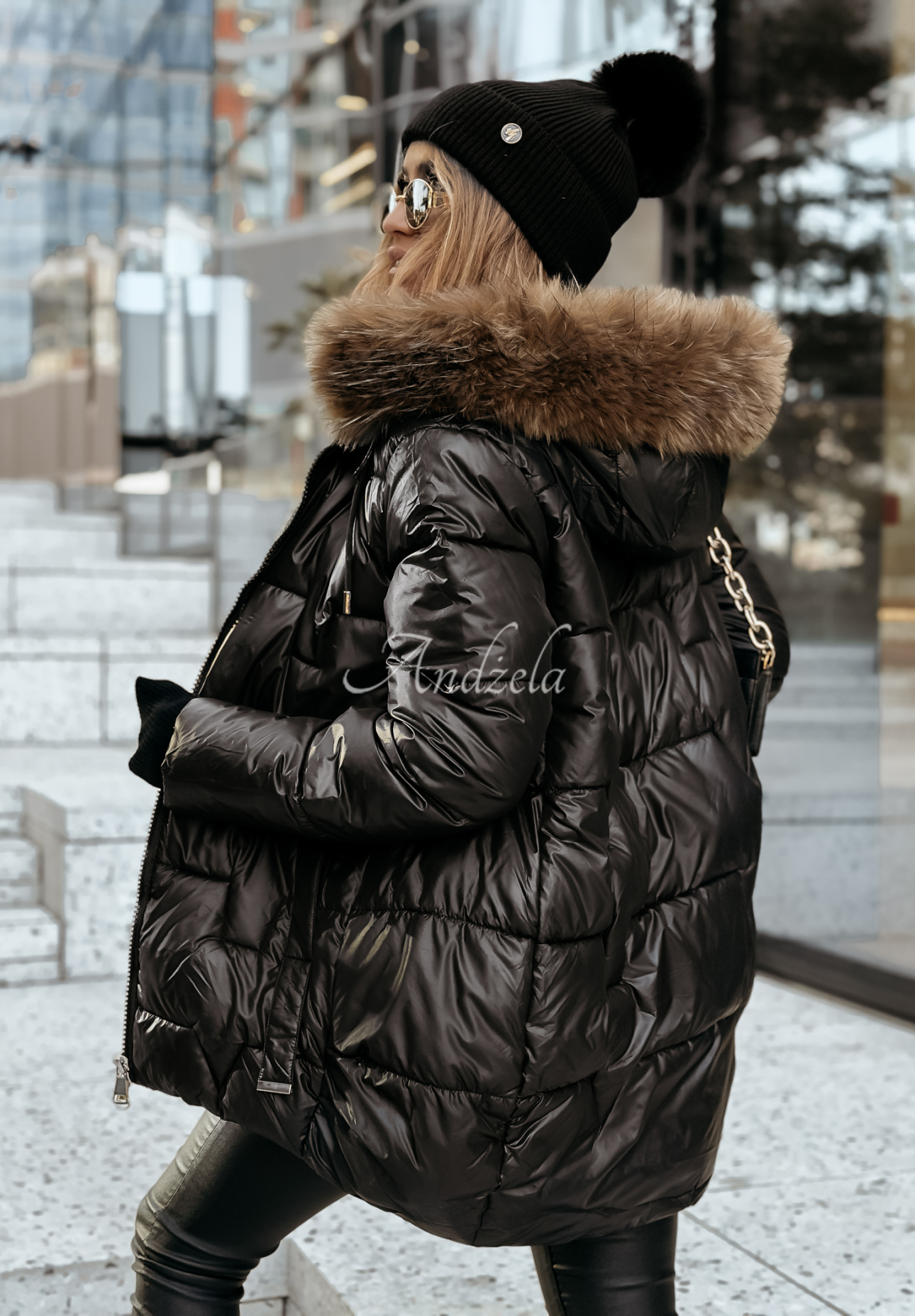 Steppjacke mit Fell Endless Wintering Schwarz