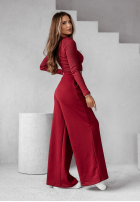 Set prążkowana Bluse i Hose wide leg Don’t Stop Burgunderrot