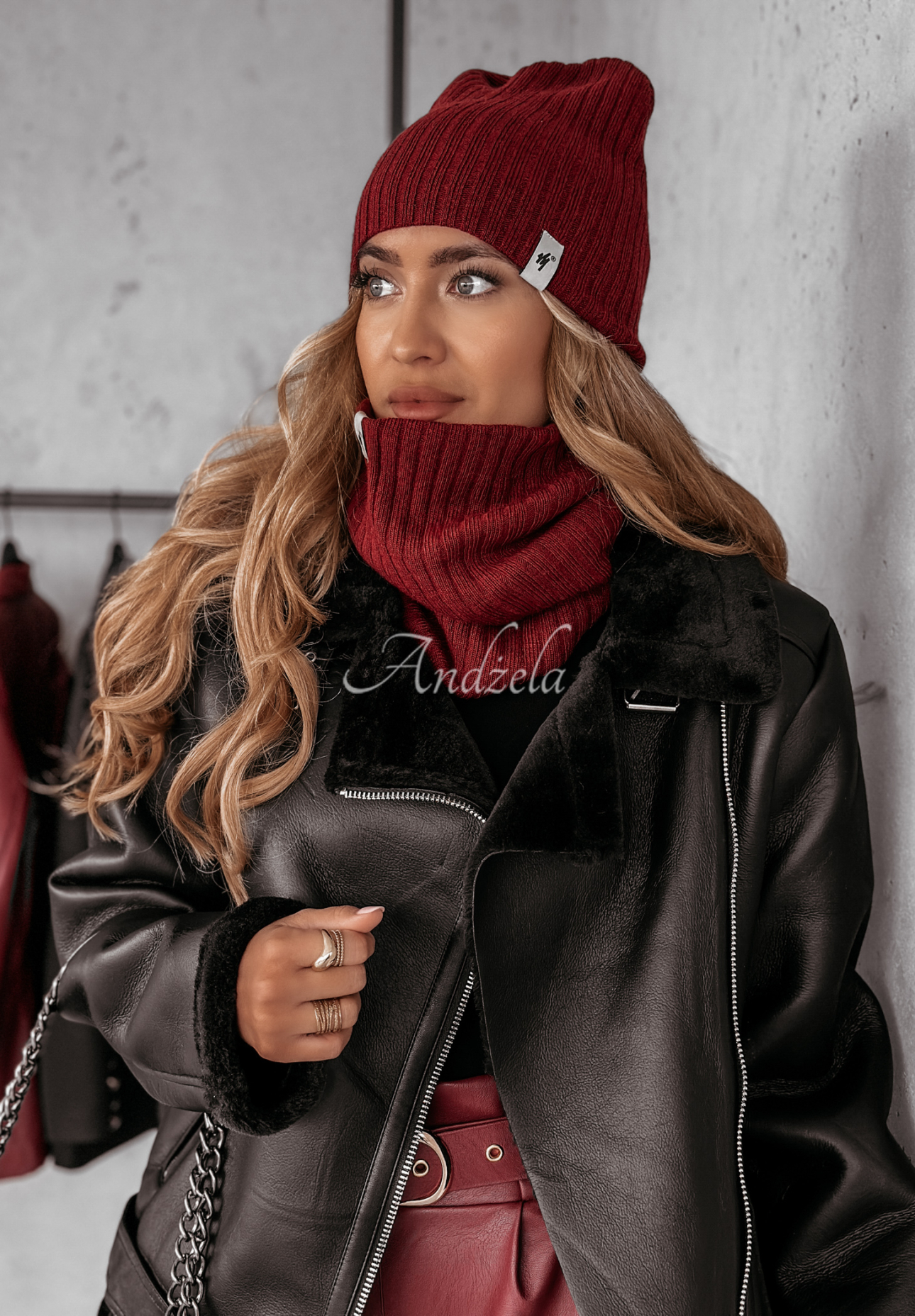 Striped cap Line burgundy