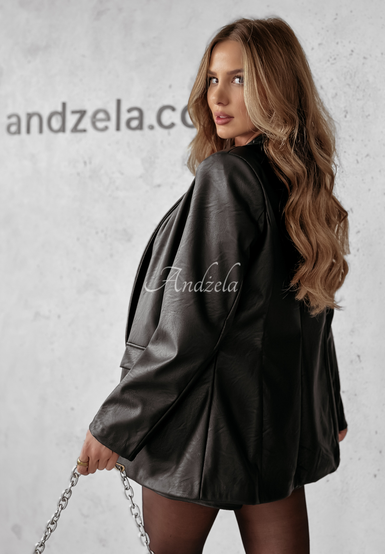 Lederblazer Unfold Us Schwarz