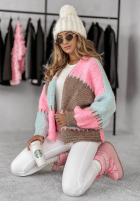 Krótki Cardigan oversize Color Burst niebiesko-Rosa