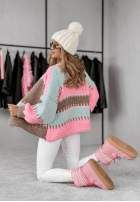 Krótki Cardigan oversize Color Burst niebiesko-Rosa