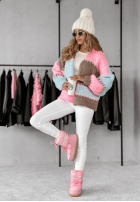 Krótki Cardigan oversize Color Burst niebiesko-Rosa