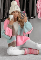 Krótki Cardigan oversize Color Burst niebiesko-Rosa