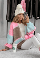 Krótki Cardigan oversize Color Burst niebiesko-Rosa