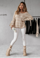 Pullover oversize w paski Lineris Beige