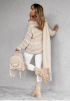 Pullover oversize w paski Lineris Beige