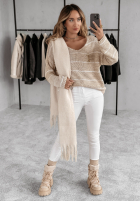 Pullover oversize w paski Lineris Beige