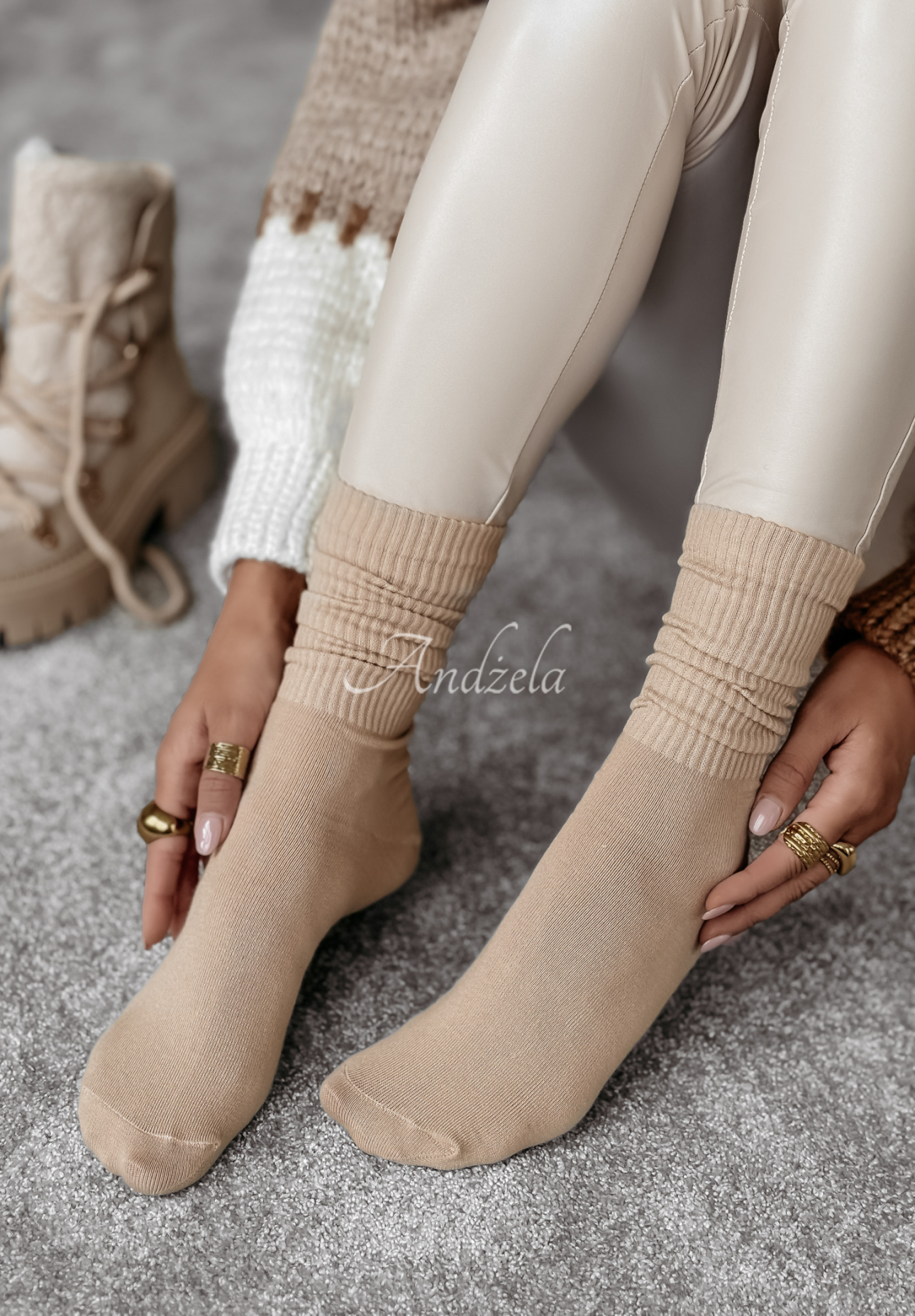 Gerippte Socken Homey Hues Beige