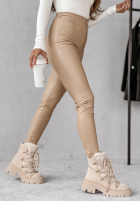 Skórzane Leggings z suwakiem Always On Point Beige