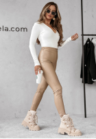 Skórzane Leggings z suwakiem Always On Point Beige