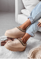 zamszowe Stiefeletten na platformie Powder Storm Beige