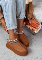 zamszowe Stiefeletten na platformie Powder Storm Camel