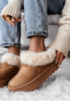 zamszowe Stiefeletten z futerkiem Snowy Daze Camel