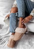 zamszowe kapcie z futerkiem Alpine Chill Beige