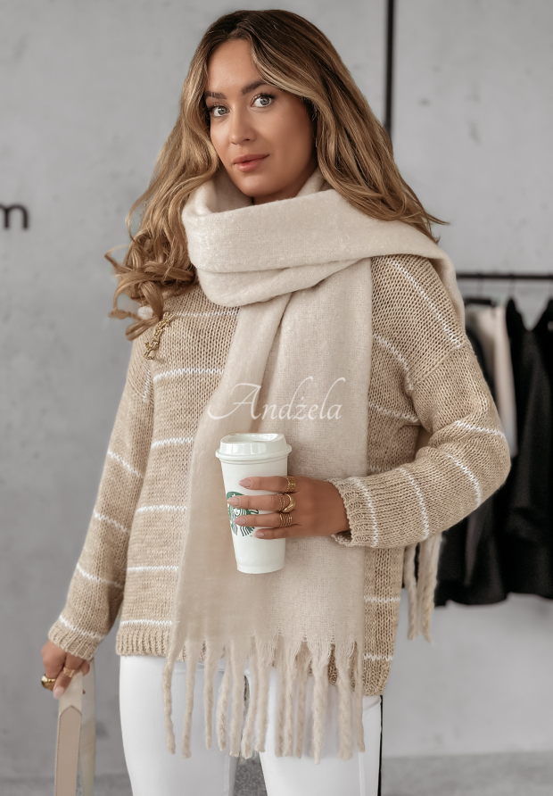 Schal mit Fransen A Snowy Wonderland Beige