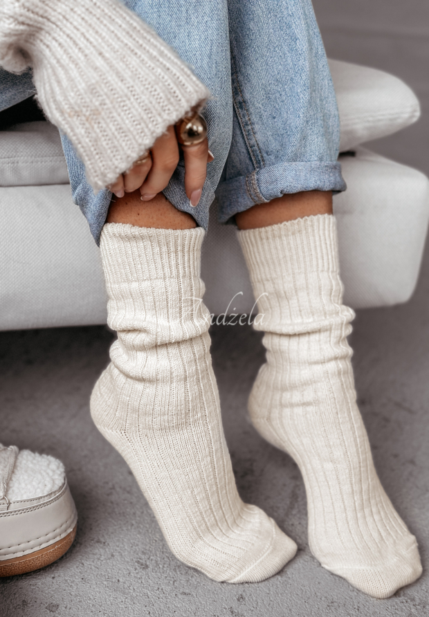 Wollsocken Wooly Ecru