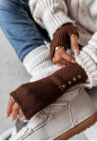 Prążkowane Handschuhe bez palców mitenki First Snow Schokoladenbraun