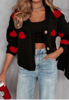 Krótki Cardigan z sercami Heartbeat Schwarz