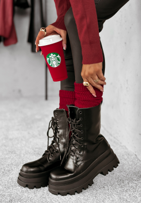 Braided leg warmers leg gaiters Snowy Rose burgundy