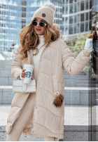 Długa pikowana Jacke z futerkiem Snow Offense Beige