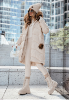 Długa pikowana Jacke z futerkiem Snow Offense Beige