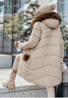 Długa pikowana Jacke z futerkiem Snow Offense Beige