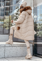 Długa pikowana Jacke z futerkiem Snow Offense Beige