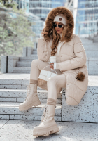 Długa pikowana Jacke z futerkiem Snow Offense Beige