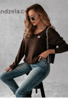 Pullover z dekoltem Caffe Latte Schokoladenbraun