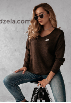 Pullover z dekoltem Caffe Latte Schokoladenbraun