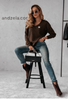 Pullover z dekoltem Caffe Latte Schokoladenbraun