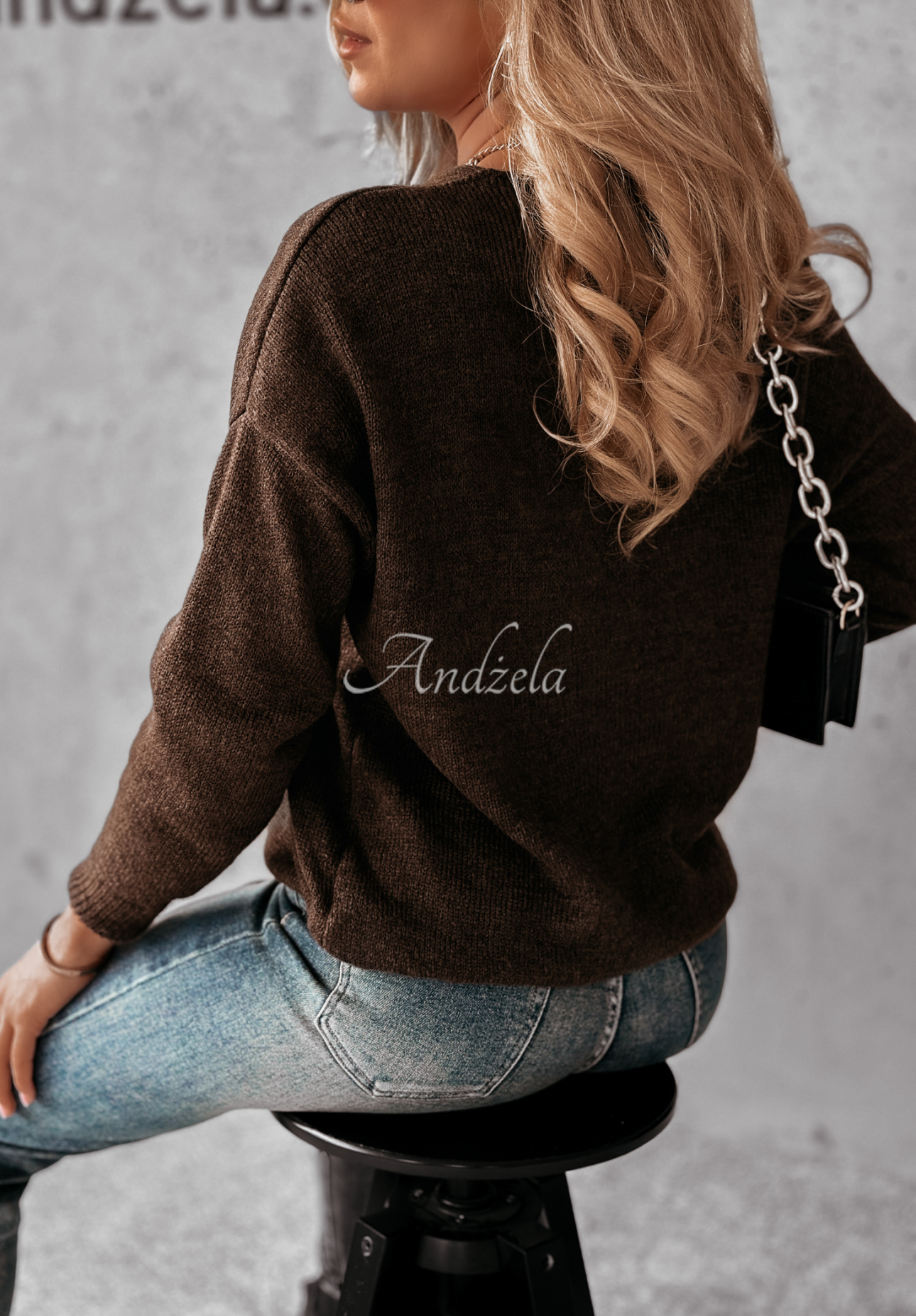 Pullover mit Ausschnitt Caffe Latte Schokoladenbraun