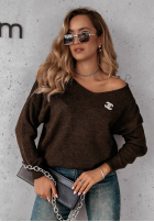 Pullover z dekoltem Caffe Latte Schokoladenbraun