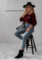 Pullover z dekoltem Caffe Latte Burgunderrot