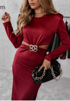 Kleid z wcycięciami Velvet Riches Rot