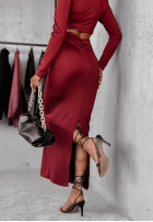 Kleid z wcycięciami Velvet Riches Rot