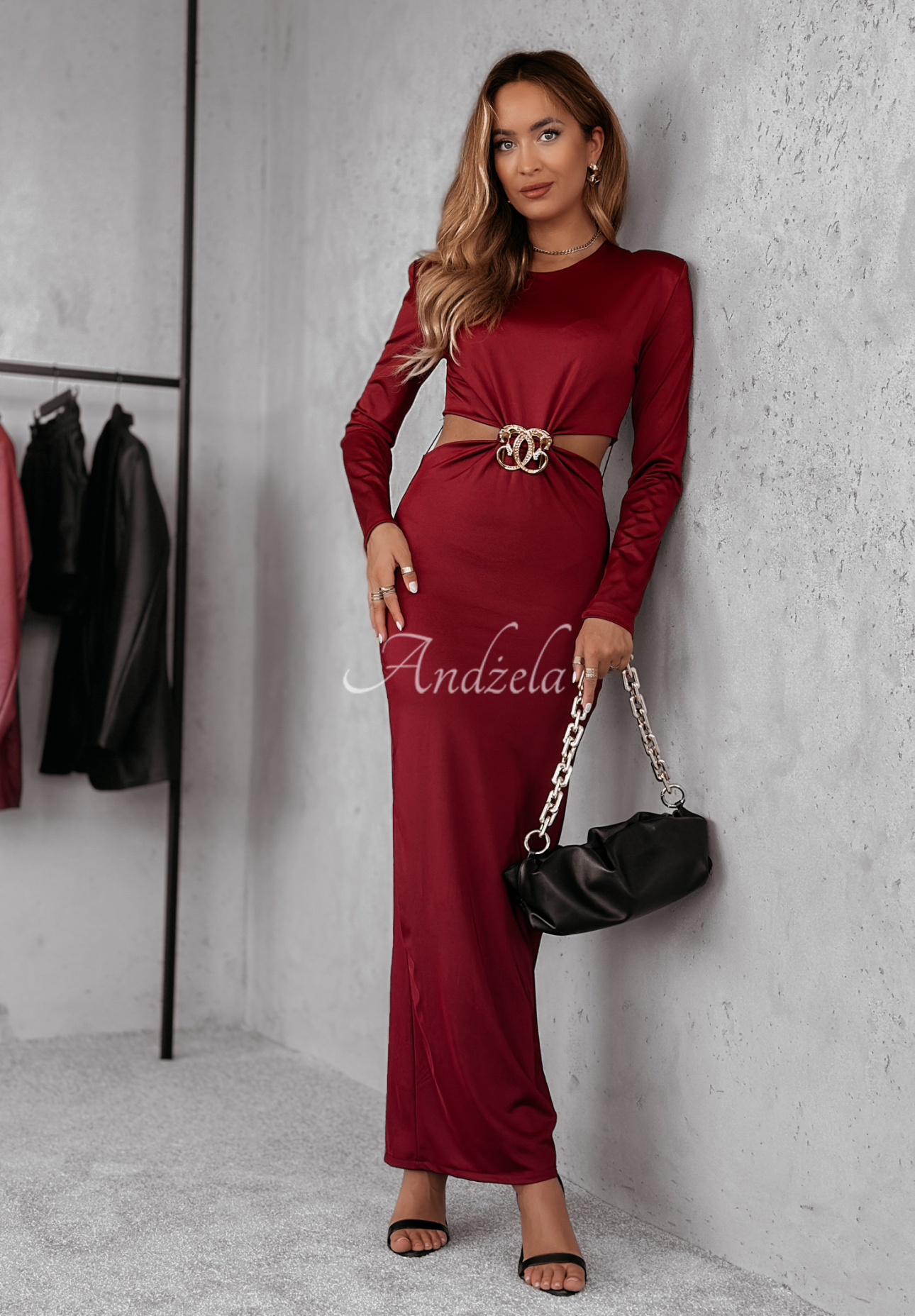 Kleid mit Ausschnitten Velvet Riches Burgunderrot