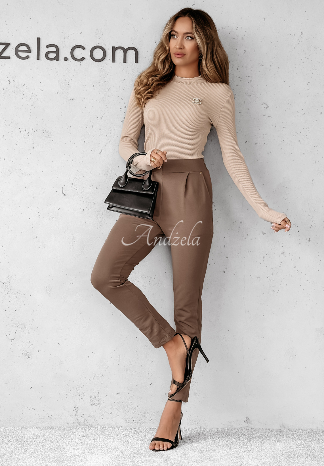 Gerippte Bluse Just Simple Me Beige