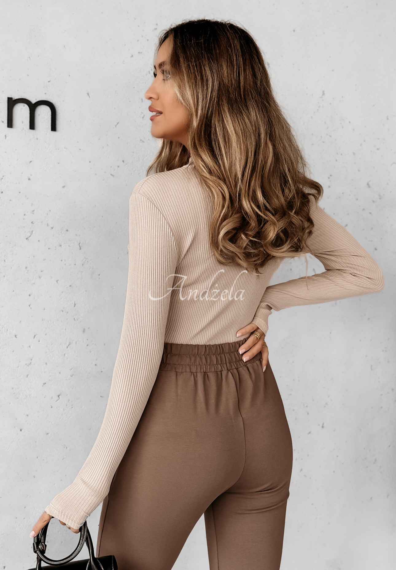 Gerippte Bluse Just Simple Me Beige