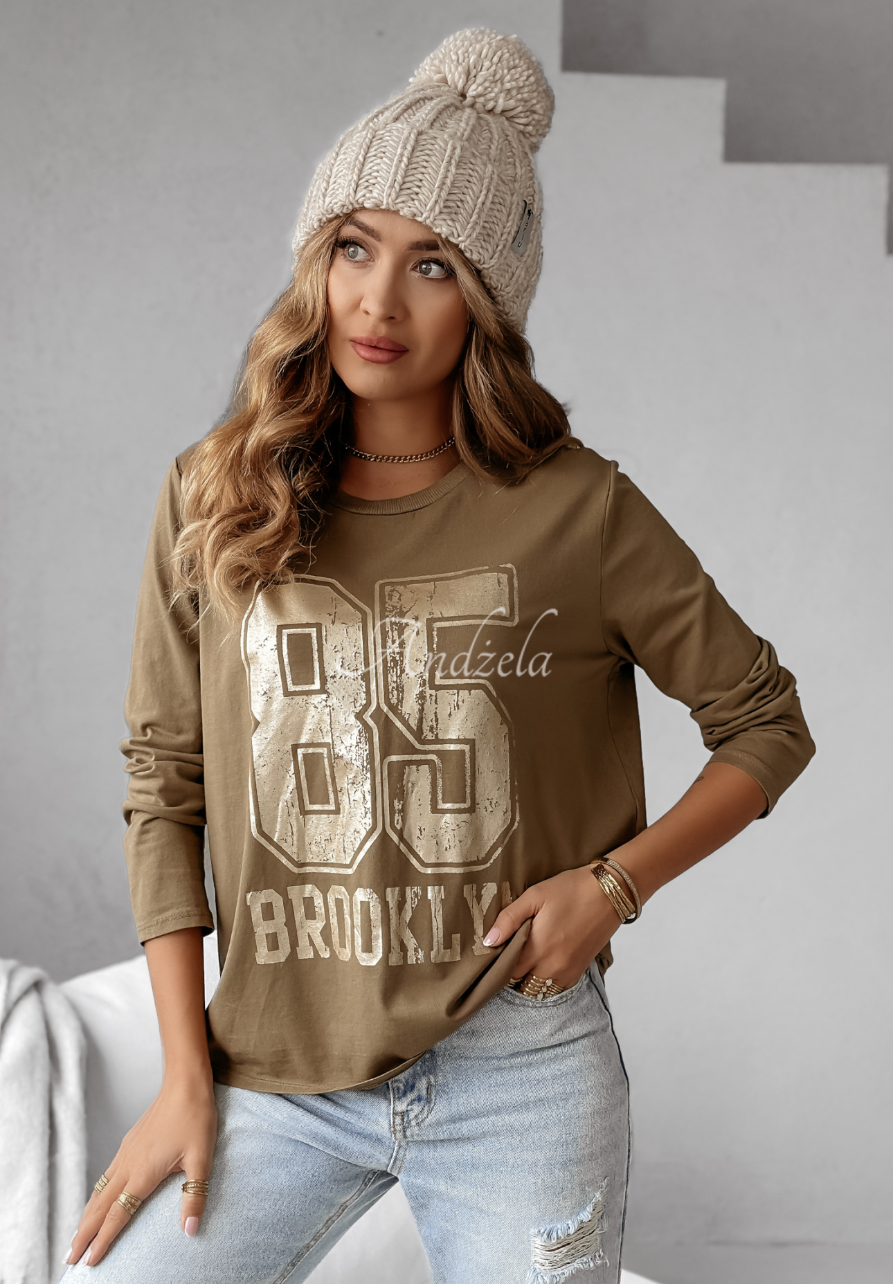 Oberteil mit Aufdruck Brooklyn 85 Camel