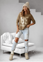 Bluse z nadrukiem Brooklyn 85 Camel