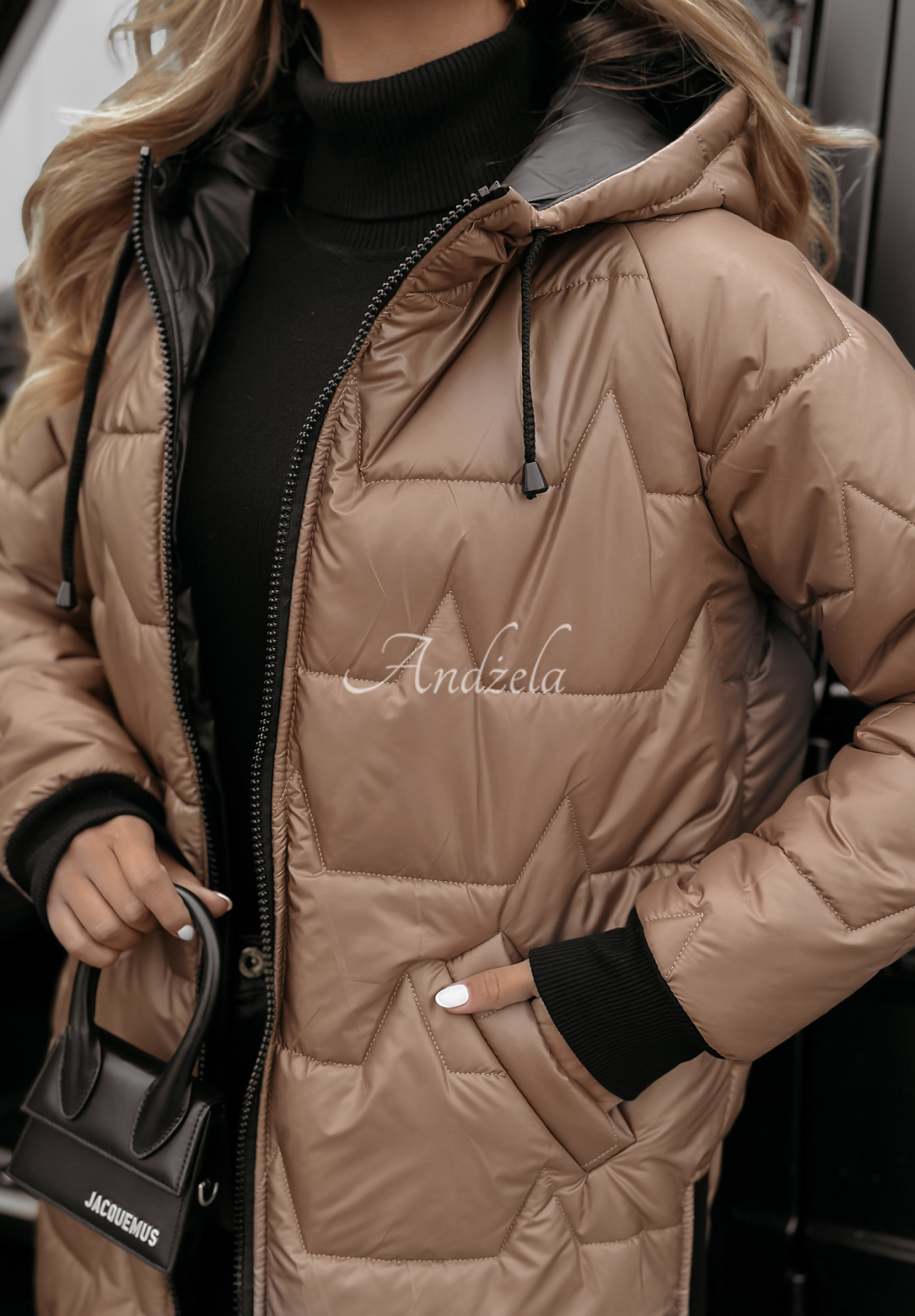 Lange Steppjacke Winter&#039;s Glow Camel