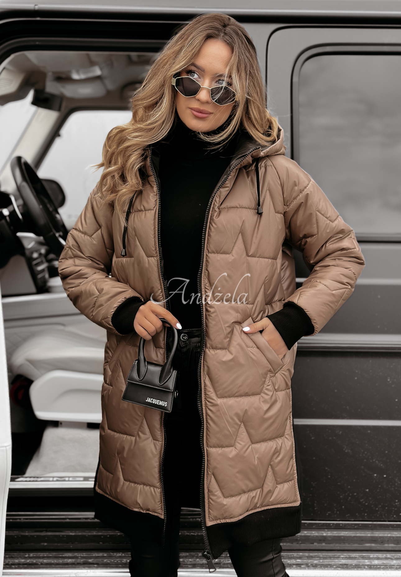 Lange Steppjacke Winter&#039;s Glow Camel